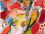 spanische-kunst-kunstler-maler-malerei.merello.desnudo-en-rojos-100x81-cmmixtalienzo-