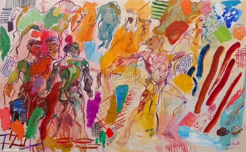 mediterran_spanische_kunst-zeitgenossische_kunst-moderne_spanische_kunstler_maler-spanien-merello.-Heroes_de_Alejandria_(81x130_cm)mixta-lienzo