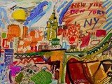 spanische-kunst-kunstler-maler-malerei.merello.colors-of-new-york-54x73-cm-mix-media-on-table-