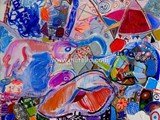 spanische-kunst-kunstler-maler-malerei.merello.mujer-de-porcelana-azul-81x100-cm-mix-media-on-canvas-